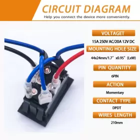 CA-KCD2-7-223-6PIN-X MANKK Pin Momentary Rv Jack Switch #3