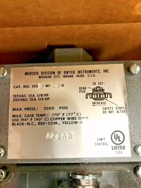 1008-W-B3-D MERCOID Steel Npt Pressure Switch #3