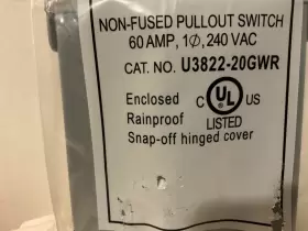 U3822-20GWR MILBANK Vac Fused Pullout Switch Circuit #2