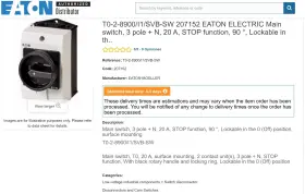 T0-2-8900-I1-SVB-SW MOELLER Eaton Switch Disconnector Lock