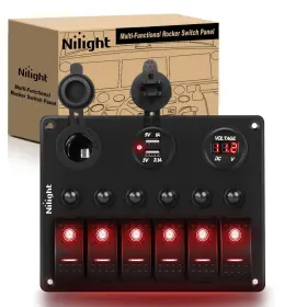 B08GS93FW5 NILIGHT Gang Rocker Switch Panel Led Voltmeter Usb