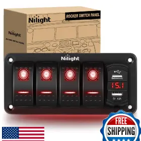 B0BF9T5T7Q NILIGHT Gang Rocker Switch Panel Backlit Dual Usb