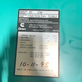 OT150 ONAN Transfer Switch Pole Amp Generator #2