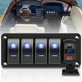 RSW4B1P RVZONE Gang Waterproof Boat Rocker Switch Panel Led