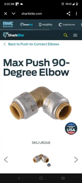 UR256 SHARKBITE Push Elbow