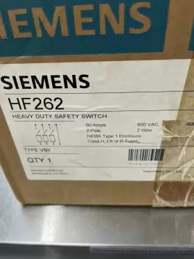 HF262 SIEMENS Phase Fusible Safety Switch Disconnect Nema Amp #2