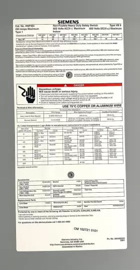 HNF364 SIEMENS Fusible Safety Switch Amp #3