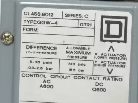 9012-GGW-4 SQUARE D Differential Pressure Switch Nos #2