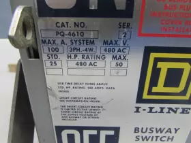 PQ-4610G SQUARE D Line Fusible Busway Switch Takeout #2