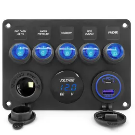 GM-EP-S0051NB THALASSA Gang Marine Switch Panel Voltage Usb