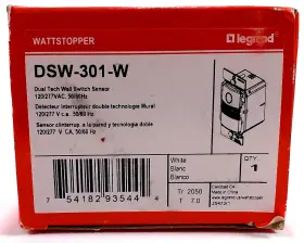 DSW-301-W WATTSTOPPER Dual Wall Switch Occupancy Sensor