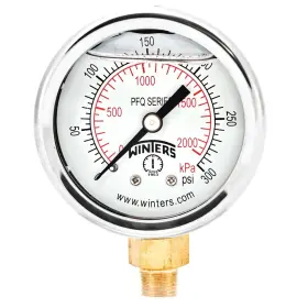 PFQ2414 WINTERS INSTRUMENTS Dial Filled Internal Water Gauge