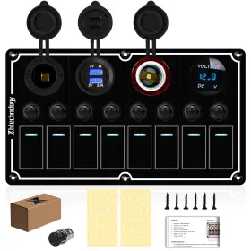 JS-JNF8 XHTECHNOLOGY Gang Marine Boat Switch Panel Dual Usb