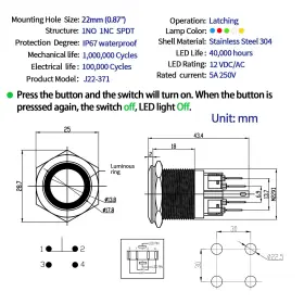732688002648 ZJWZJH Certification Latching Push Switch Spdt #2