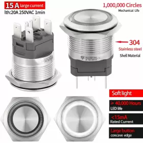 J22-C-272WA1 ZJWZJH Push Switch Momentary Dpst Angel Led #2