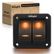 Nilight 2 Gang Rocker Switch Panel with Orange LED Light 5 Pin on off Pre-Wired 
