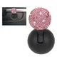 Car Push Start Button Cover, Rhinestone Engine Stop Pink 