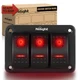 Nilight - 90019C 3 Gang Aluminum Rocker Switch Panel Toggle Dash 5 Pin On/Off P