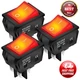 DaierTek 30A 250V KCD2 KCD4 Rocker Switch DPST 4 Pin Red Lighted 120V Rocker Tog