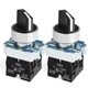 APIELE (Pack of 2) 22mm 3 Position Selector Switch Maintained 2NO Silver 