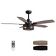 Ceiling Fan 52 Inch with Light Remote Control Bedroom Black Tinkoso Fans Lights