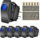 6PCS 12V 4Pin Rocker Switch SPST 20A/12V 10A/24V Blue LED Waterproof