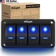 Nilight - 90109D 4 Gang Aluminum Rocker Switch Panel Toggle Dash 4 Gang, Blue 