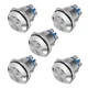 16MM Momentary Push Button Switch Round Cap Waterproof Stainless Steel 5 PCS