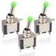 3 PCS LED Lighted Rocker Toggle Switch, 12V SPST 2Pin ON/Off Green 