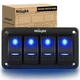 Nilight - 90109D 4 Gang Aluminum Rocker Switch Panel Toggle Dash 5 Pin On/Off Pr