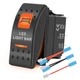 Orange LED Light Bar Waterproof Rocker Switch Toggle - 12V 24V 5Pin SPST