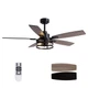 Ceiling Fan 52 Inch with Light Remote Control Bedroom Black Tinkoso Fans Lights