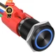 APIELE 16mm Latching Push Button Switch 12V DC Black Shell, Shell-Blue