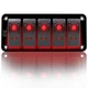 Rocker Switch Aluminum Panel 5 Gang Toggle Switches Dash 5 Pin ON/Off 2 Backl...