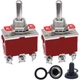 Taiss 2pcs Momentary Toggle Switch DPDT (ON)-Off-(ON) 6 Terminal 3 Position T...