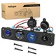 Nilight 4 in 1 Outlet Socket Panel 12V DC 4.8A Dual USB 12 Volt Cigarette Lighte