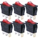 mxuteuk 6pcs AC110V/120V Rocker Switch Red Light 3 Pin LED ON-OFF, 