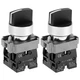 QWORK 22mm 3 Position Selector Switch, Pack of 2 Maintained 2NO, Compatible...