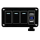 GGTA 3 Gang Rocker Switch Panel with 4.8 Amp Dual USB Charger Voltmeter Water...