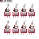 mxuteuk 8pcs MTS-103 3 Terminal 3 Position SPDT Mini Miniature 3Pin ON/OFF/ON