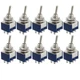10 Pcs AC 125V 6A ON/ON 2 Position DPDT Mini Toggle Switch Metal Surface Mount
