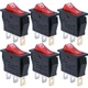 Mxuteuk 6Pcs Ac110v/120v Rocker Switch Red Light Illuminated Snap-in T