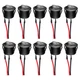 Twidec/10Pcs 12V round Rocker Switch AC 6A/250V 10A/125V SPST 2 Pin 2 Position O