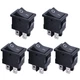 mxuteuk 5pcs Snap-in DPST Rocker Switch Toggle 4 Pin Black ON-OFF,