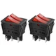 Heschen Double Rocker Switch SPST ON-Off 6 Terminals Red Light 2 Piece, 