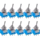 Taiss 10Pcs Mini DPDT Toggle Switch 6-Pin 2 Position ON/ON 6A 125VAC
