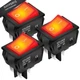 DaierTek 30A 250V KCD2 KCD4 Rocker Switch DPST 4 Pin Red Lighted 125V, 
