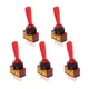 ESUPPORT Car Auto 12V 20A Red LED Light SPST Toggle Rocker Switch Pack of 