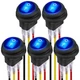 DaierTek 12V Waterproof Round Rocker Switch Blue LED Lighted [UL Listed] 