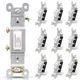 ELEGRP Single Pole Toggle Light Switch, 15 Amp, 120 Without Wall Plate, White